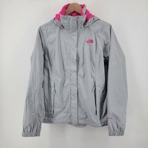 The North Face Resolve Jacket Womens M Gray Pink DryVent Rain Coat